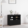 Aparador con luces LED madera roble negro 81x37x67 cm 1