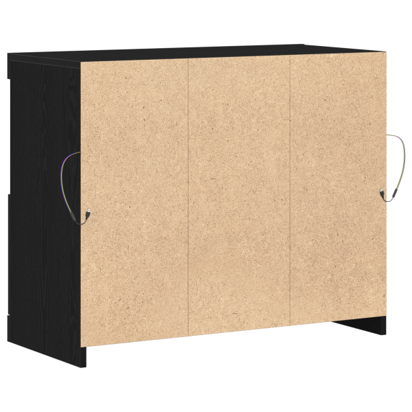 Aparador con luces LED madera roble negro 81x37x67 cm M 5