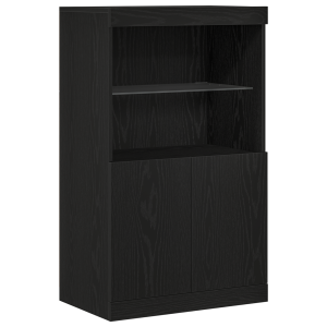 Sideboard  com luzes LED Carvalho Preto 60x37x100 cm H