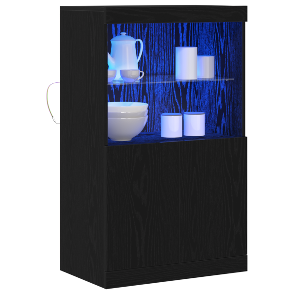 Sideboard  com luzes LED Carvalho Preto 60x37x100 cm M 3