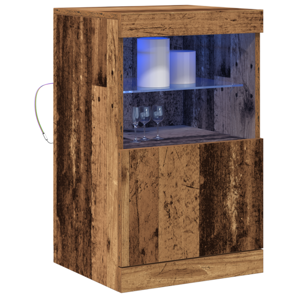 Aparador con luces LED madera envejecida 41x37x67 cm M 3