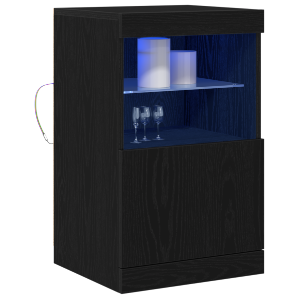 Aparador con luces LED madera roble negro 41x37x67 cm M 3