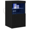 Aparador con luces LED madera roble negro 41x37x67 cm 3