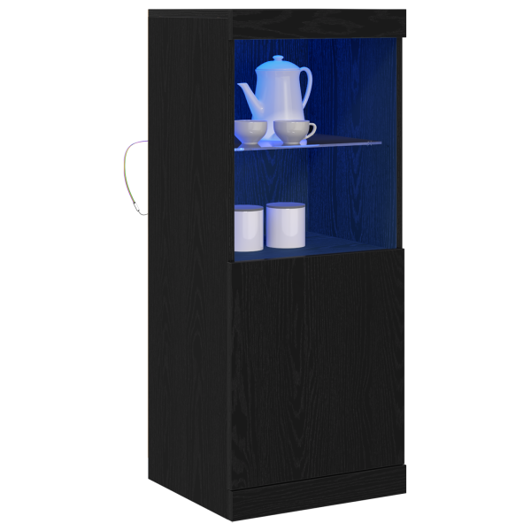Aparador con luces LED madera roble negro 41x37x100 cm M 3