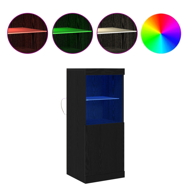 Sideboard  com Luzes LED Carvalho Preto 41x37x100 cm M 4