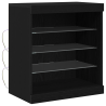 Aparador con luces LED madera roble negro 60.5x37x67 cm 2