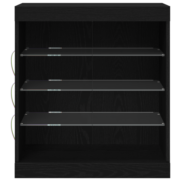 Aparador con luces LED madera roble negro 60.5x37x67 cm M 5