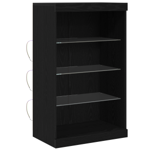 Sideboard  com Luzes LED Carvalho Preto 60.5x37x100 cm H