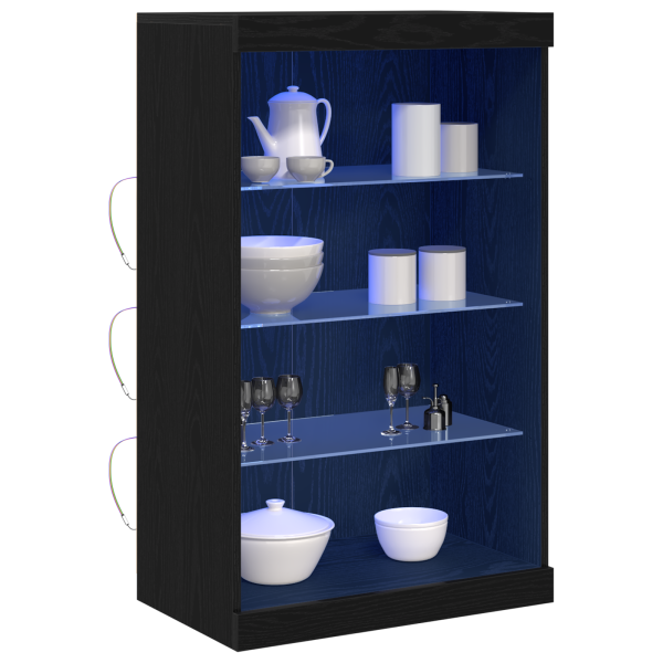 Sideboard  com Luzes LED Carvalho Preto 60.5x37x100 cm M 3