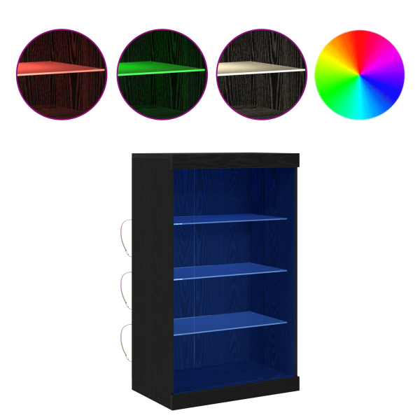 Sideboard  com Luzes LED Carvalho Preto 60.5x37x100 cm M 4