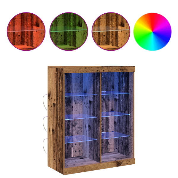 Aparador con Luces LED Madera Vieja 41x37x100 cm M 4