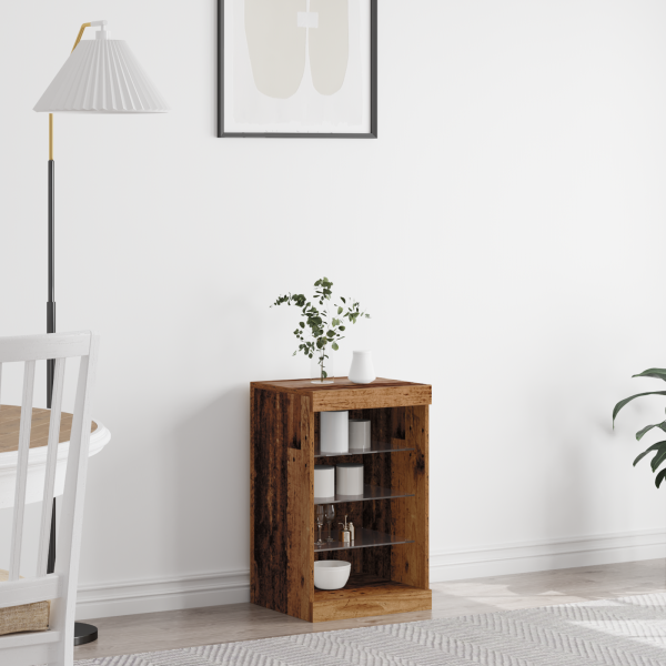 Aparador con luces LED madera envejecida 41x37x67 cm D