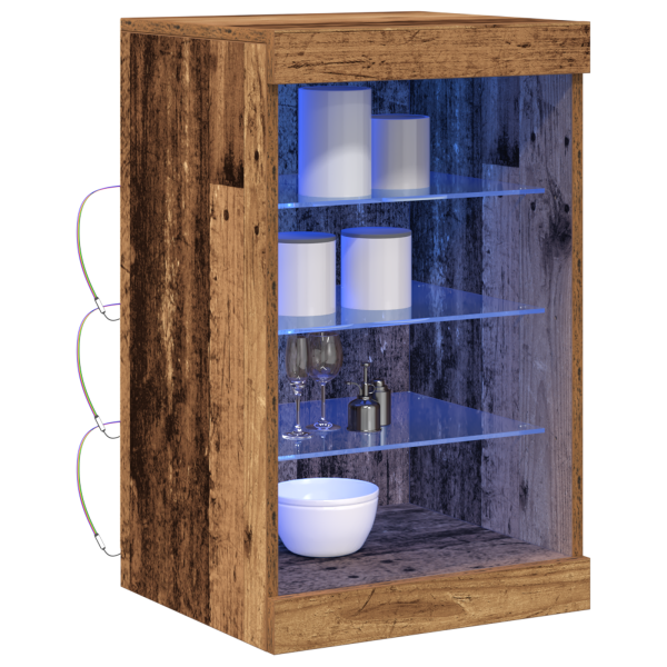 Aparador con luces LED madera envejecida 41x37x67 cm M 3
