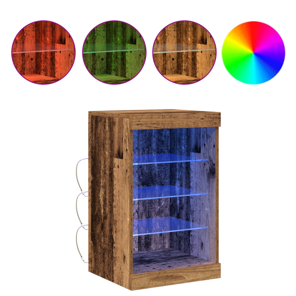 Sideboard  com Luzes LED Madeira Antiga 41x37x67 cm M 4