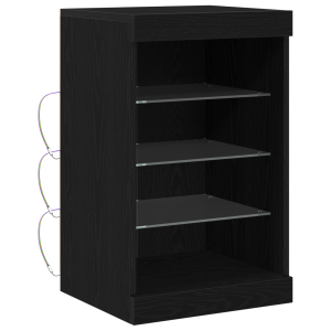 Aparador con luces LED madera roble negro 41x37x67 cm H
