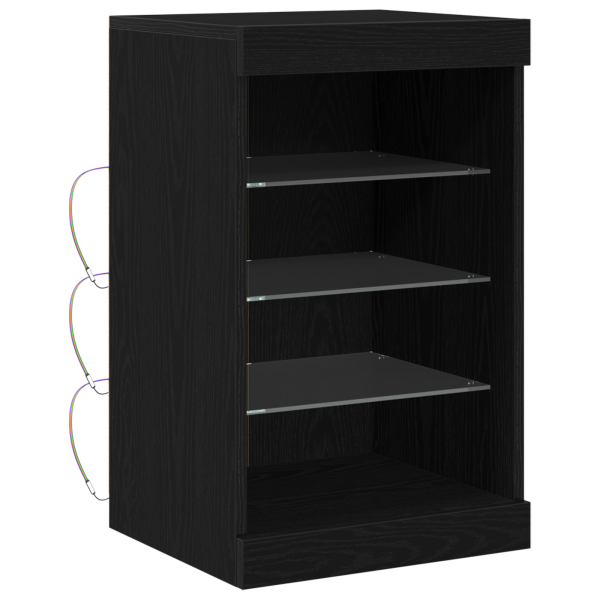 Aparador con luces LED madera roble negro 41x37x67 cm M 2