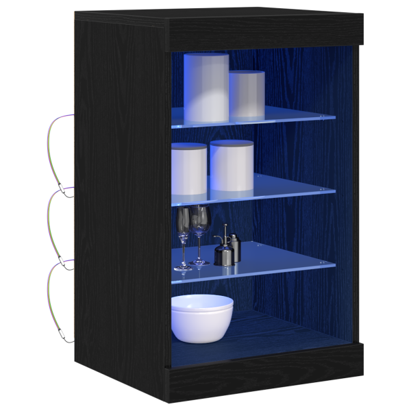 Aparador con luces LED madera roble negro 41x37x67 cm M 3