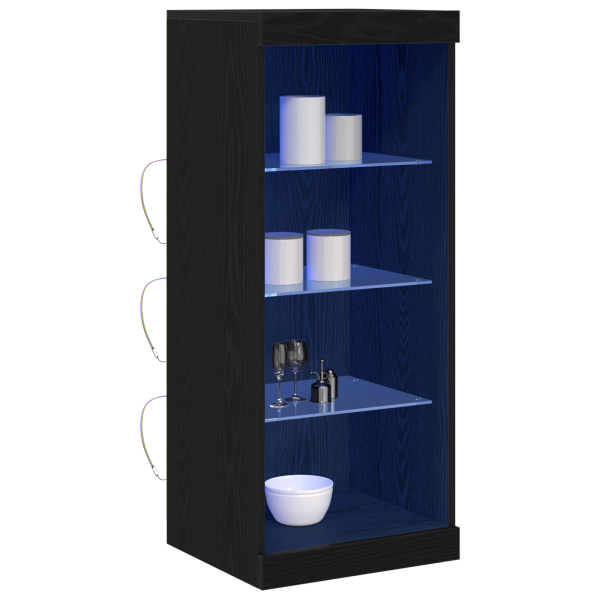 Consola con Luces LED Roble Negro 41x37x100 cm M 3
