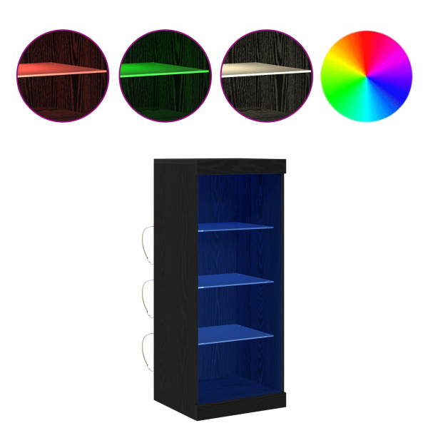 Buffet com Luzes LED Carvalho Preto 41x37x100 cm M 4