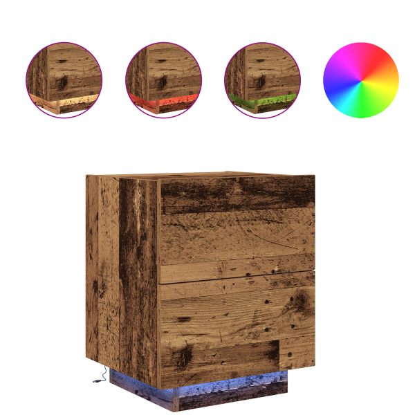 Cômodas  com Luzes LED 2 pcs Madeira Antiga 45x40x55 cm M 4