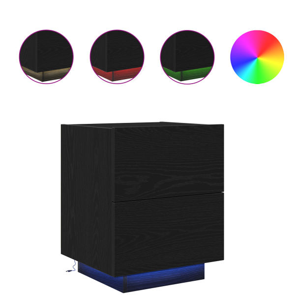 Cabeceira de cama  com luzes LED em carvalho preto 45x40x55 cm M 4