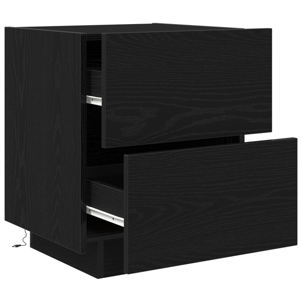 Mesita de noche con luces LED madera roble negro 45x40x55 cm M 5
