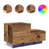 Mesita de noche con luces LED madera envejecida 100x36x49 cm 4
