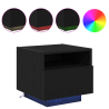 Mesita de noche con luces LED madera roble negro 40x39x37 cm 4