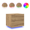 Mesitas de noche de pared 2 uds con luz LED roble artisan 4