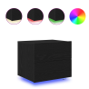 Mesita de noche de pared con luz LED roble negro 50x39x41 cm 4