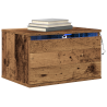 Mesa de cabeceira  com LED montada na parede em madeira envelhecida 50x36x30 cm 3
