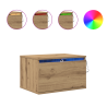 Mesitas de noche de pared 2 uds con luz LED roble artisan 4