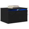 Mesitas de noche de pared 2 uds con luz LED roble negron 3