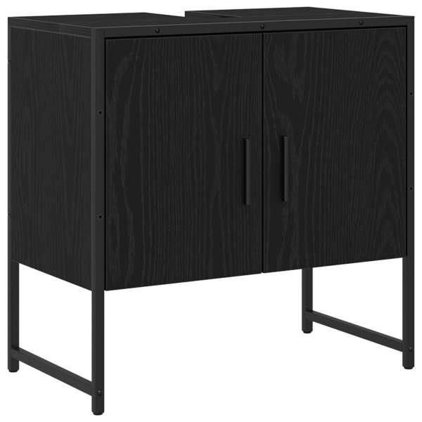 Mueble de lavabo madera de ingeniería roble negro 60x33x60 cm M 2