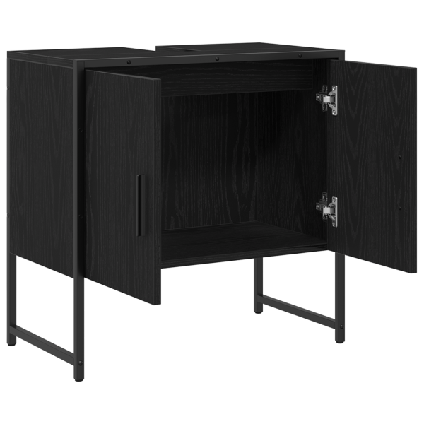 Mueble de lavabo madera de ingeniería roble negro 60x33x60 cm M 5
