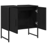 Mueble de lavabo madera de ingeniería roble negro 60x33x60 cm 5