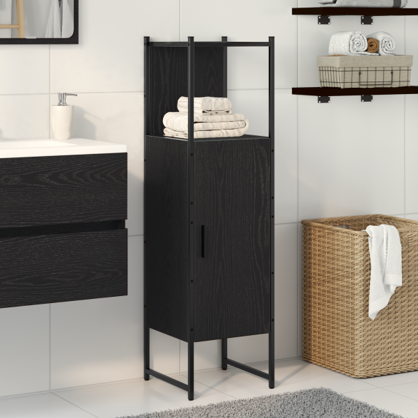 Mueble de lavabo madera ingeniería roble negro 33x33x120.5 cm D