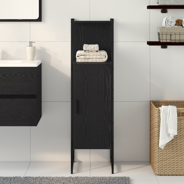 Mueble de lavabo madera ingeniería roble negro 33x33x120.5 cm M 4