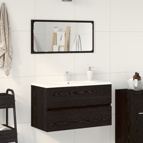 Muebles de baño 2 piezas madera de ingeniería roble negro D