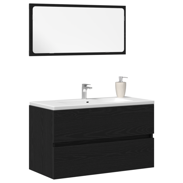 Muebles de baño 2 piezas madera de ingeniería roble negro M 3