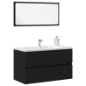 Muebles de baño 2 piezas madera de ingeniería roble negro 3