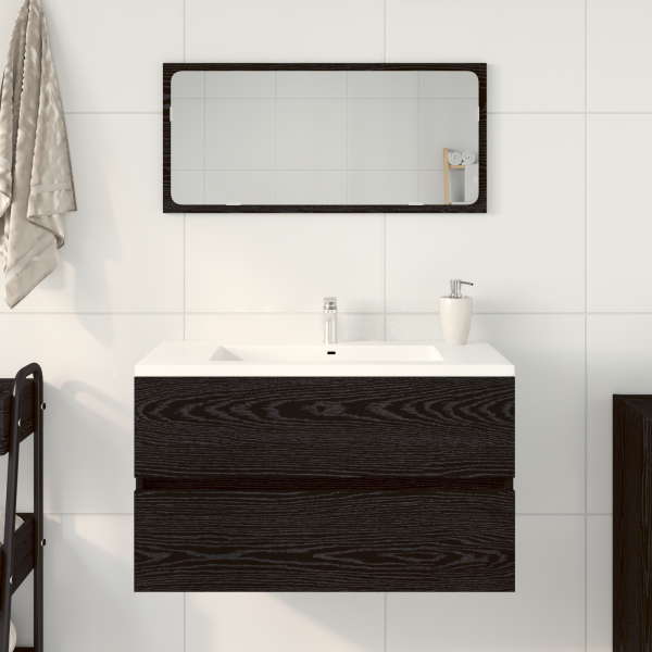 Muebles de baño 2 piezas madera de ingeniería roble negro M 4