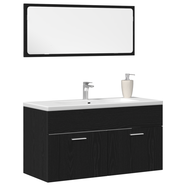 Muebles de baño 2 piezas madera de ingeniería roble negro M 3