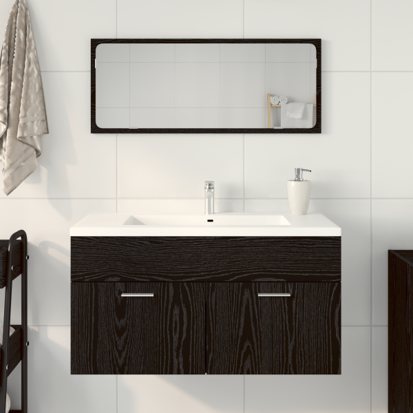 Muebles de baño 2 piezas madera de ingeniería roble negro M 4