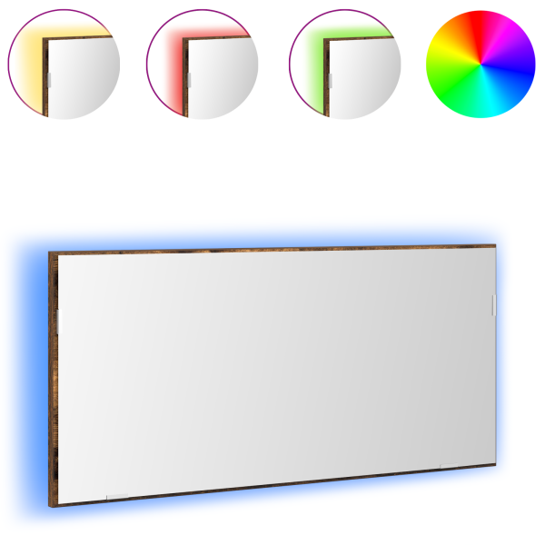 Mueble espejo de baño con luz LED roble ahumado 80x37 cm M 3