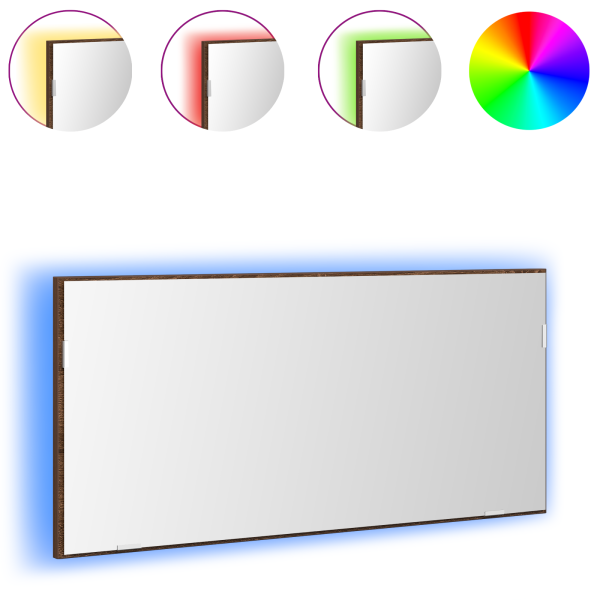 Mueble espejo de baño con luz LED marrón roble 80x37 cm M 3