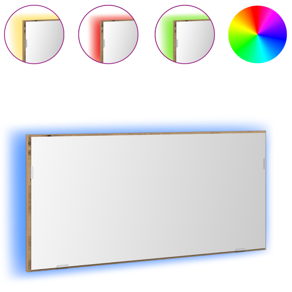 Mueble espejo de baño con luz LED roble artisan 80x37 cm M 3