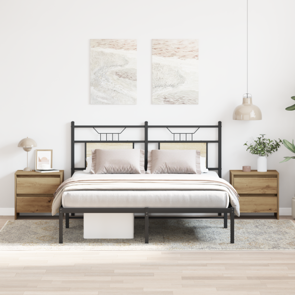 Cabinetes de Noche 2 pcs Roble Artesanal 45x34x44.5 cm Madera Elaborada D