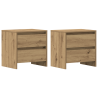 Cabinetes de Noche 2 pcs Roble Artesanal 45x34x44.5 cm Madera Elaborada 2