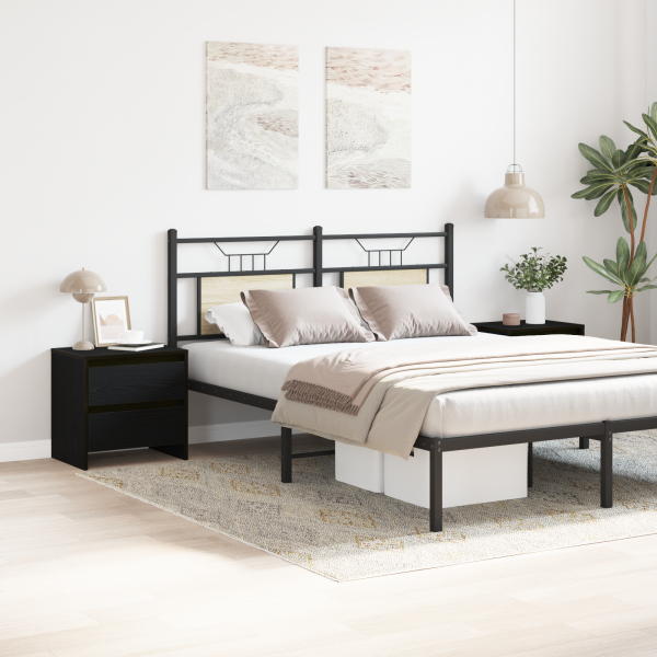 Cabeceira  2 pcs Preto Carvalho 45x34x44.5 cm Madeira de engenharia M 4